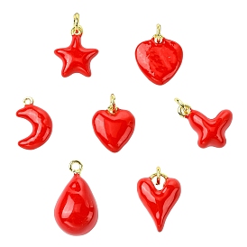 7 шт 7 стили латунные подвески, с эмалью, без свинца и без кадмия, стойки покрытие, долговечный, реальный 18 k позолоченный