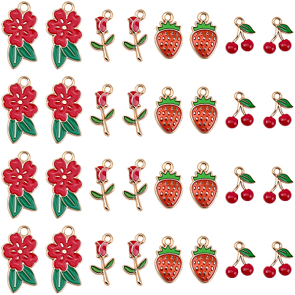 80 шт 4 стили подвески из сплава эмали, золотой свет