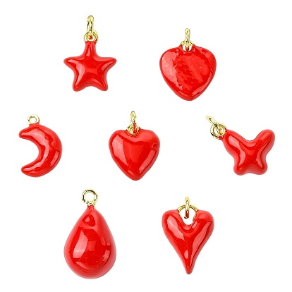 7 шт 7 стили латунные подвески, с эмалью, без свинца и без кадмия, стойки покрытие, долговечный, реальный 18 k позолоченный