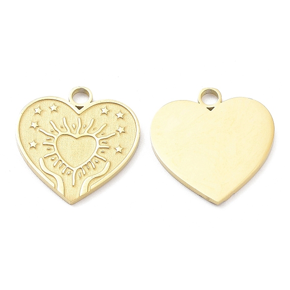 Ионное покрытие (ip) 316l подвески из хирургической нержавеющей стали, без никеля , сердце со звездным шармом