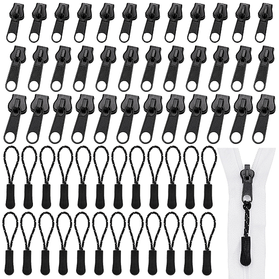 Plastic Zipper Sliders, with Plastic Zipper Puller Strap