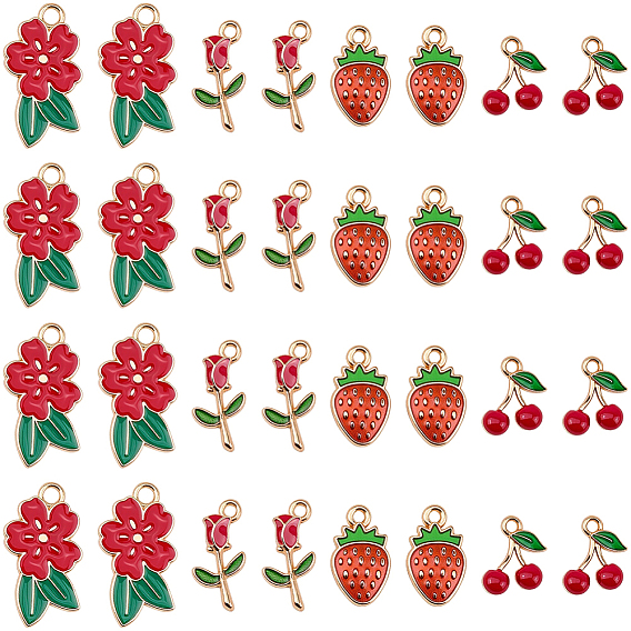 80 шт 4 стили подвески из сплава эмали, золотой свет