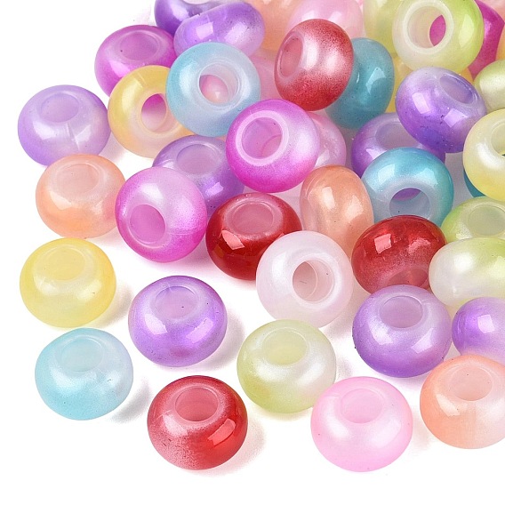 Perles acryliques imitation œil de chat européennes, Perles avec un grand trou   , rondelle