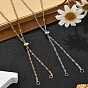 2Pcs 2 Colors 304 Stainless Steel Singapore Chain Necklace Making, with Brass Slider Beads