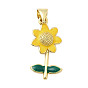 Латунь эмаль подвески, без кадмия, без никеля и без свинца, прелести подсолнуха, реальный 18 k позолоченный