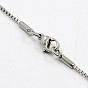 304 Stainless Steel Necklaces, Box Chain Necklace for Men, with Lobster Claw Clasps and Round Beads, 19.6 inch(50cm), 1mm