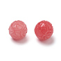 Shell Beads, Imitation Jade, Dyed, Curved, Round with Flower and Leaf