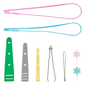 Iron Sewing Needle Devices, with Threader Thread Guide Tool & Elastic Band Clip and Plastic Elastic Threaders Wear Elastic Band Tool