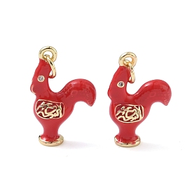 Латунные микропаве прозрачные подвески с фианитом, Эмаль стиле, долговечный, без кадмия и без свинца, стойки покрытие, талисманы петуха