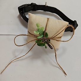 Plastic Artificial Leaf & Velvet Dog Ring Bearer, Wedding Ring Pillows with Alloy Clasp