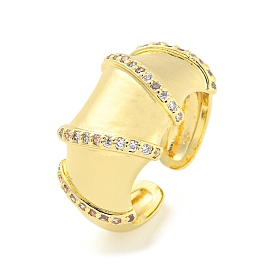 Brass Micro Pave Cubic Zirconia Open Cuff Ring for Women