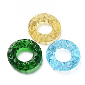 Transparent Handmade Bumpy Lampwork Linking Rings, Round Ring