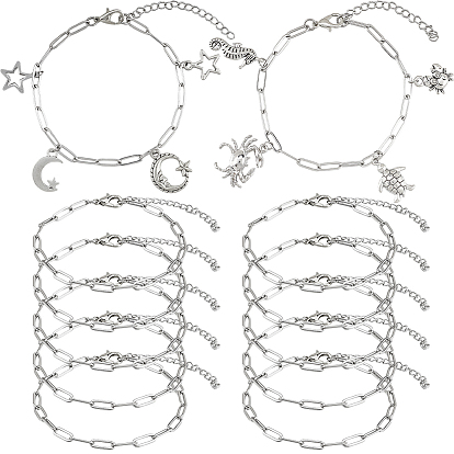 12 шт. 304 браслеты из нержавеющей стали со скрепками для мужчин и женщин