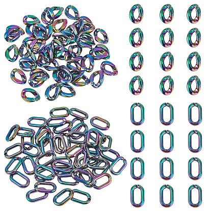 100Pcs 2 Style Acrylic Linking Rings, Quick Link Connectors, AB Color Plated, Oval & Twist