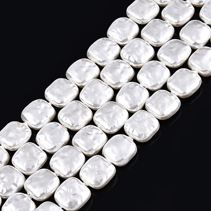 ABS Plastic Imitation Pearl Beads Strands, Square