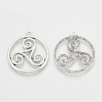 Сплавочные подвески тибетского стиля, плоский круглый с треугольником