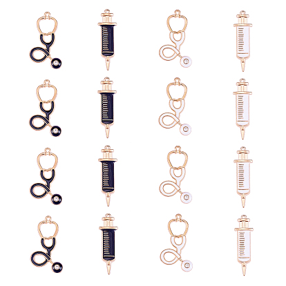 20 шт. 4 подвески из цинкового сплава с эмалью, инъекционный шприц и эхометр, черные и белые