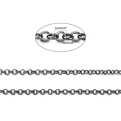 Iron Rolo Chains, Belcher Chain, with Spool, Unwelded, 2x1mm, about 328.08 Feet(100m)/roll