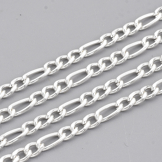 304 Stainless Steel Figaro Chains, Unwelded, with Spool