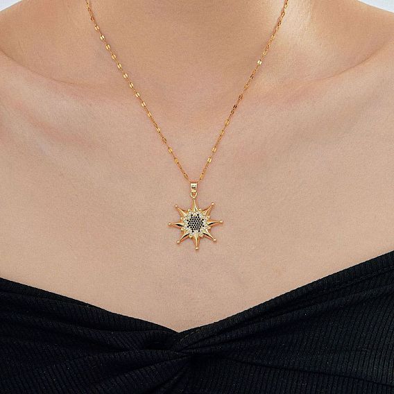 Модные хип-хоп-стили латунные паве из прозрачных и черных кубических цирконий с подвеской в виде звезды, ожерелья с цепочкой для женщин и мужчин