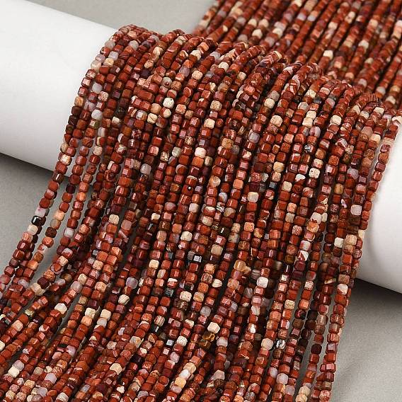 Натуральные красные яшмы бусы пряди, граненые, кубические