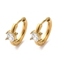 Golden 304 Stainless Steel Hoop Earrings, with Cubic Zirconia