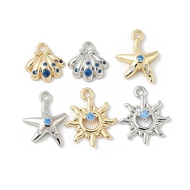 Латунные микро проложить кубического циркония прелести, без кадмия, без никеля и без свинца, форма ракушки/морской звезды/солнца