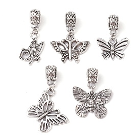 Alloy Pendant Decoration, with Stainless Steel Findings, Butterfly