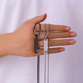 304 Прямоугольная цепочка из нержавеющей стали с подвеской в виде буквы.