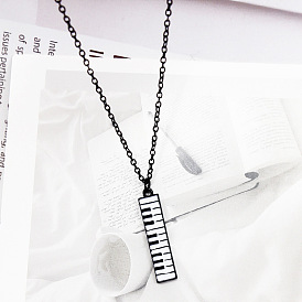 Fashionable Black and White Piano Key Pendant Alloy Necklace for Trendy and Personalized Friends Jewelry