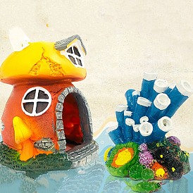 Resin Miniature House Figurines Ornament, Micro Landscape Fish Tank Dollhouse Accessories