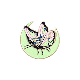 Creative Zinc Alloy Luminous Brooches, Enamel Lapel Pin, Butterfly, Golden