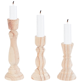 GORGECRAFT 3Pcs 3 Styles Natural Pine Wood Candle Holder, Chess Shape