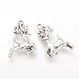Tibetan Style Alloy Pendants, Cadmium Free & Lead Free, Christmas Reindeer/Stag