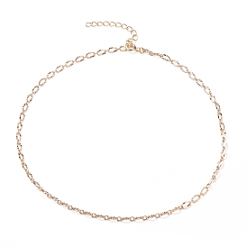 Brass Cable Chain Necklace Making, with Spring Clasps and Extension Chains, Textured
