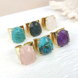 Овальные латунные манжеты с драгоценными камнями