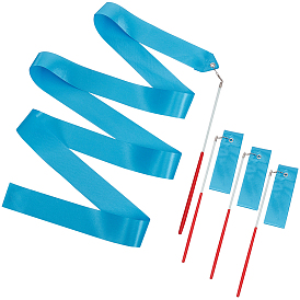 4 шт. поликоттоновые танцевальные ленты с палочкой, Радужная лента для художественной гимнастики для детей