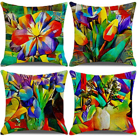 Creative Abstract Floral Linen Pillow Cover Nordic Oil Painting Pillow Home Furnishings Cushion