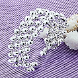 Латунные круглые браслеты-манжеты с бусинами для женщин