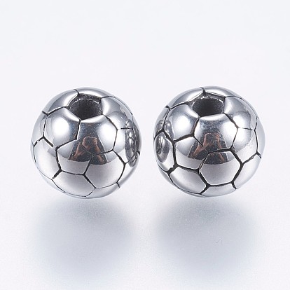 304 Stainless Steel Beads, FootBall/Soccer Ball