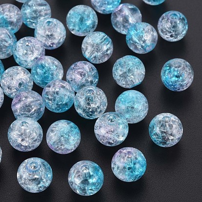 Transparent Crackle Acrylic Beads, Two Tone, Round