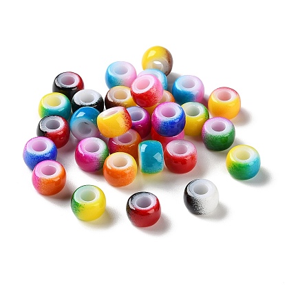 Европейские бусины из АБС-пластика, окрашенные распылением, бусины с большим отверстием, круглые, два тона
