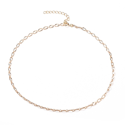 Brass Cable Chain Necklace Making, with Spring Clasps and Extension Chains, Textured