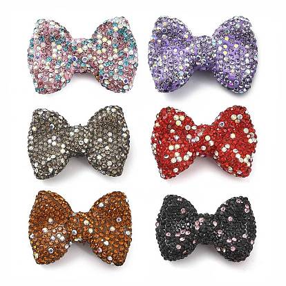 Полимерная глина стразы бусины в форме банта, Фокальные бусины для изготовления бижутерии и брелоков