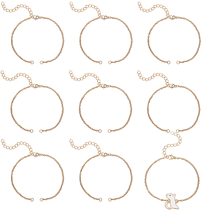 10шт 304 изготовление браслета из нержавеющей стали, с застежками-карабинами и удлинительной цепочкой