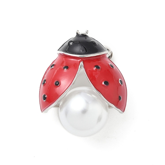 Эмалированные булавки в виде божьей коровки, броши из сплава для одежды рюкзака, с пластиковой жемчужины