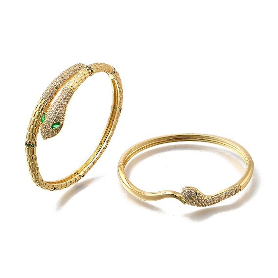 Латунные браслеты с микропаве из кубического циркония для женщин, змея