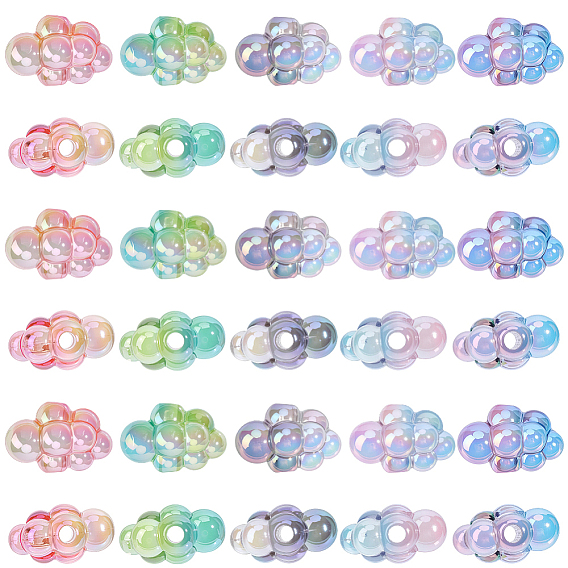 30 piezas 5 colores cuentas acrílicas transparentes con revestimiento uv, iridiscente, nube