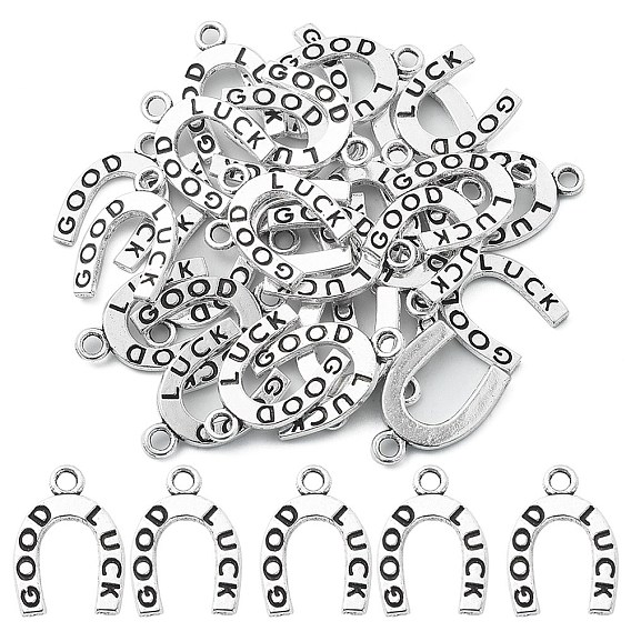 Сплавочные подвески тибетского стиля, подкова со словом талисман на удачу, без кадмия и без свинца