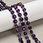 Природный аметист нитей бисера, плоско-круглые, граненые, с бисером